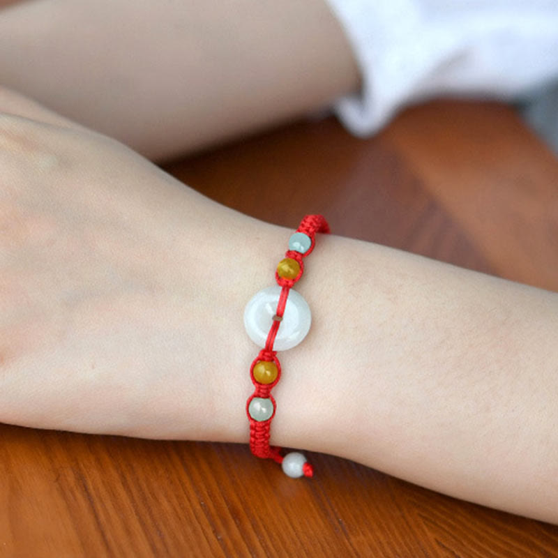 Bracelet de paix en jade avec cordon rouge pour la chance et la protection