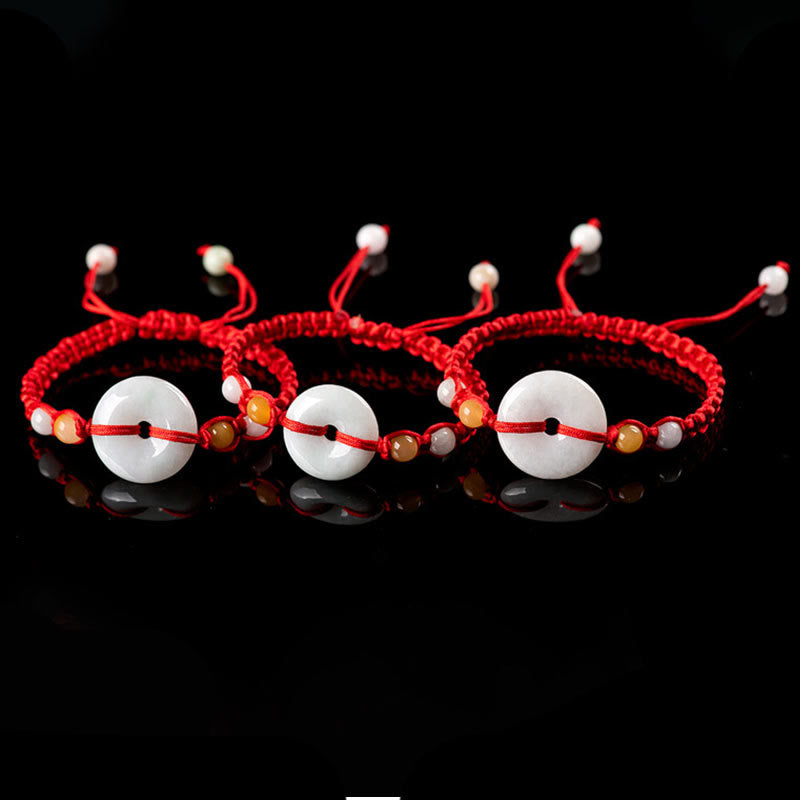 Bracelet de paix en jade avec cordon rouge pour la chance et la protection