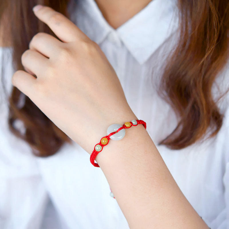 Bracelet de paix en jade avec cordon rouge pour la chance et la protection