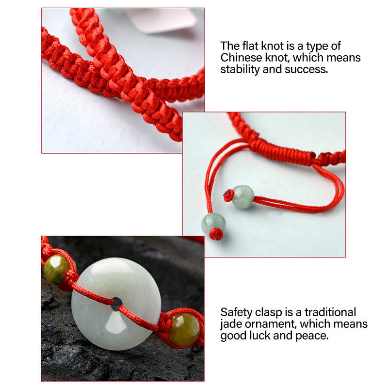 Bracelet de paix en jade avec cordon rouge pour la chance et la protection