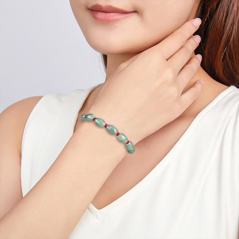 Bracelet porte-bonheur réglable en jade avec cordon rouge pour la prospérité
