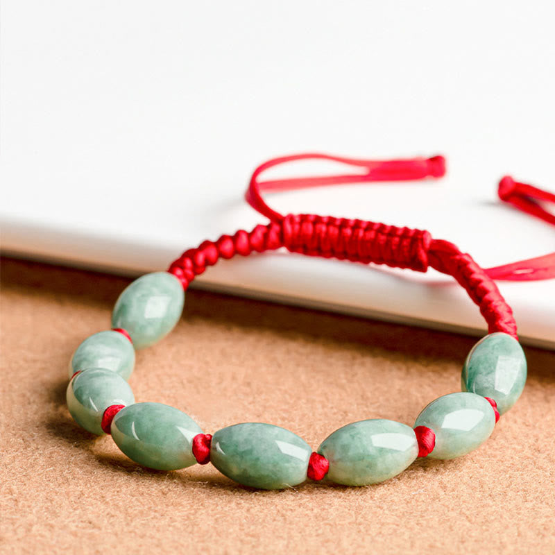 Bracelet porte-bonheur réglable en jade avec cordon rouge pour la prospérité