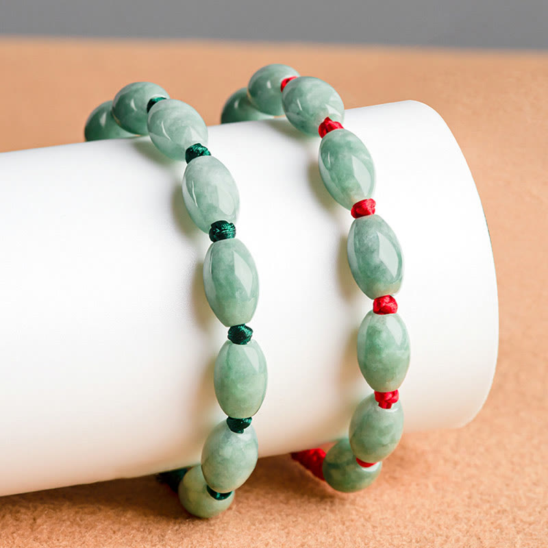 Bracelet porte-bonheur réglable en jade avec cordon rouge pour la prospérité