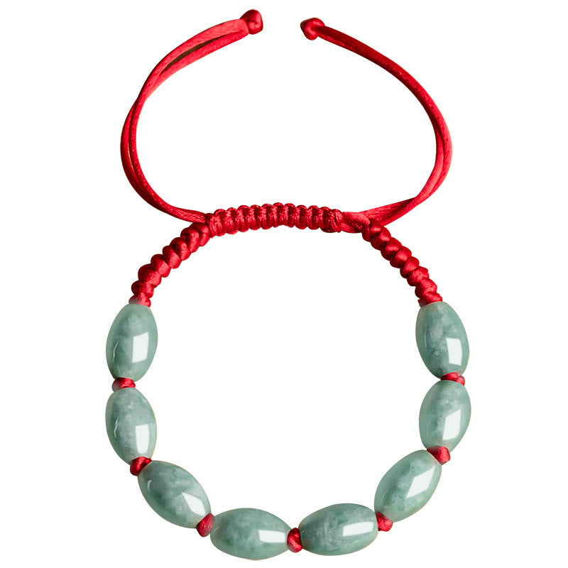 Bracelet porte-bonheur réglable en jade avec cordon rouge pour la prospérité