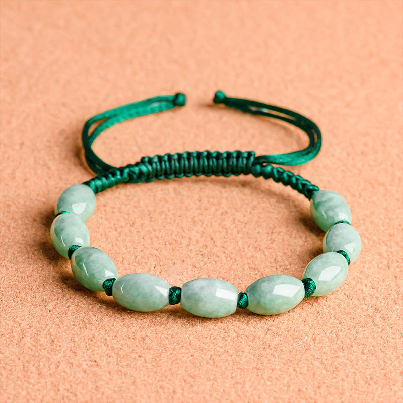 Bracelet porte-bonheur réglable en jade avec cordon rouge pour la prospérité