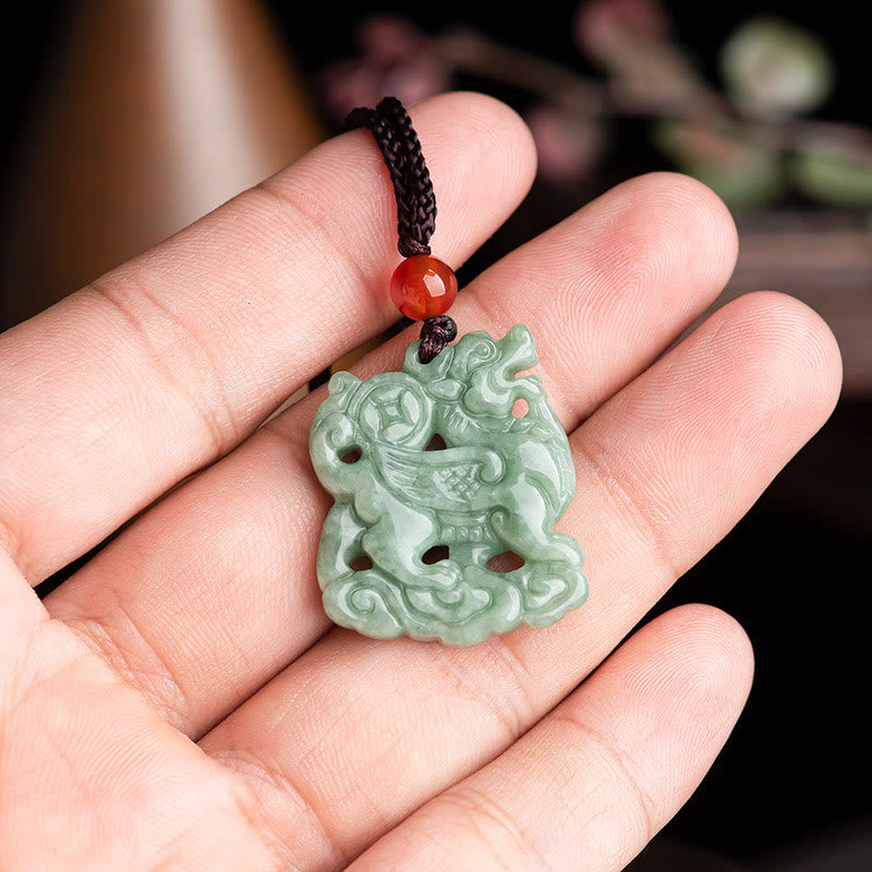 Collier PiXiu en jade pour la richesse et la chance Protection spirituelle
