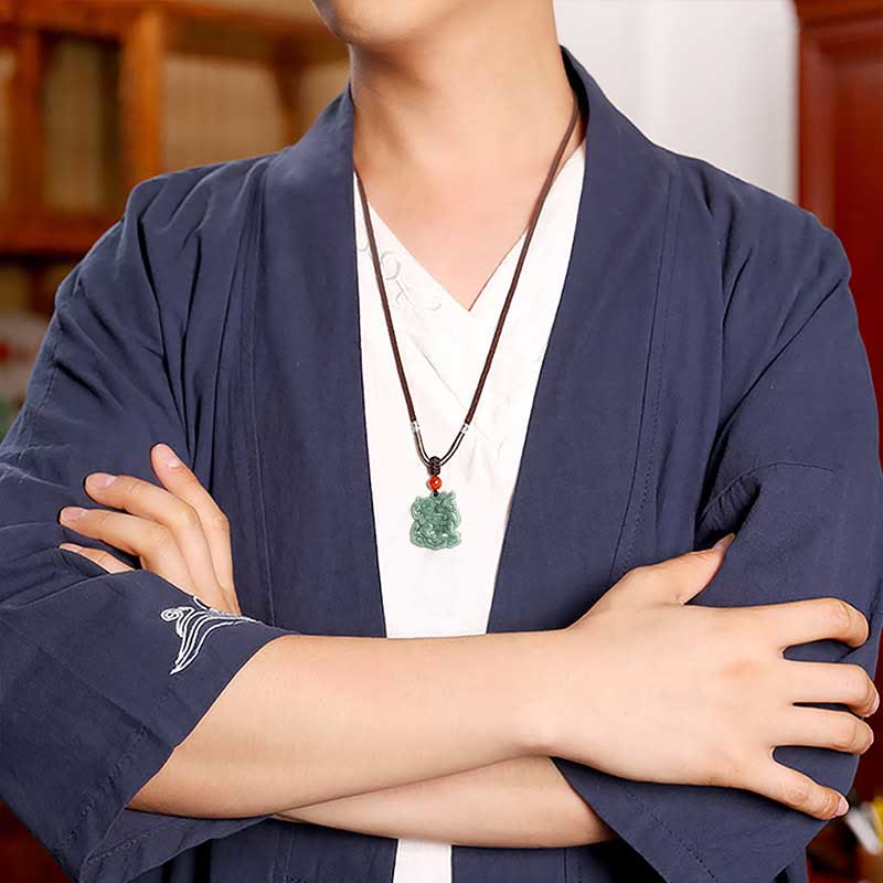 Collier PiXiu en jade pour la richesse et la chance Protection spirituelle