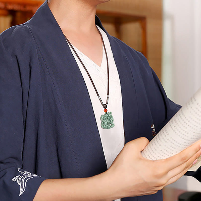 Collier PiXiu en jade pour la richesse et la chance Protection spirituelle