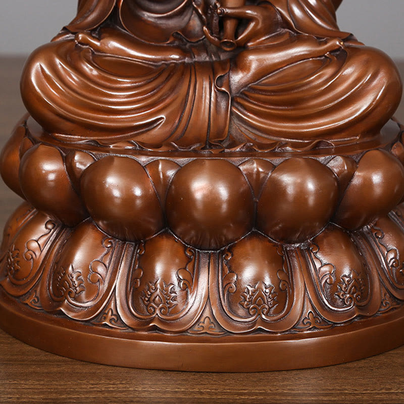 Copper Kwan Yin Avalokitesvara Lotus Buddha Statue Large