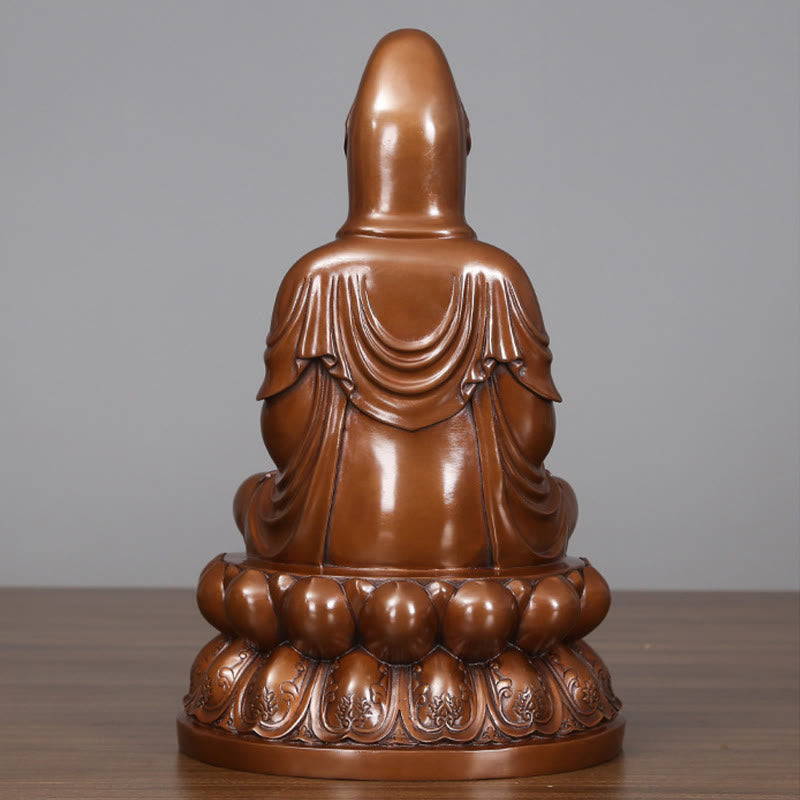 Copper Kwan Yin Avalokitesvara Lotus Buddha Statue Large