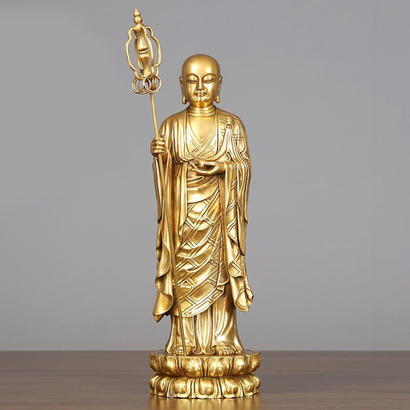 Ksitigarbha Bodhisattva Copper Buddha Statue 27cm Compassion