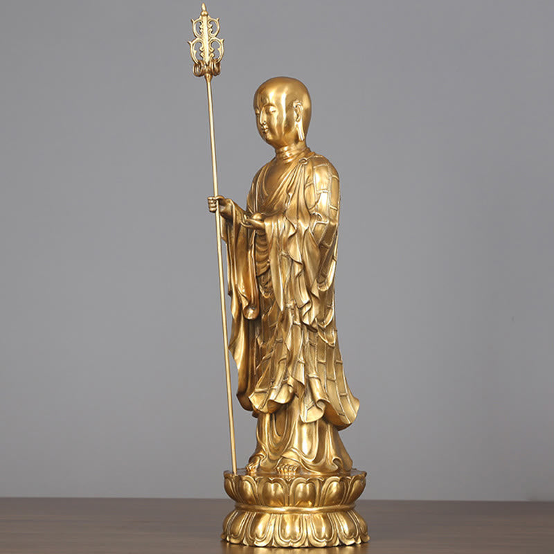 Ksitigarbha Bodhisattva Copper Buddha Statue 27cm Compassion