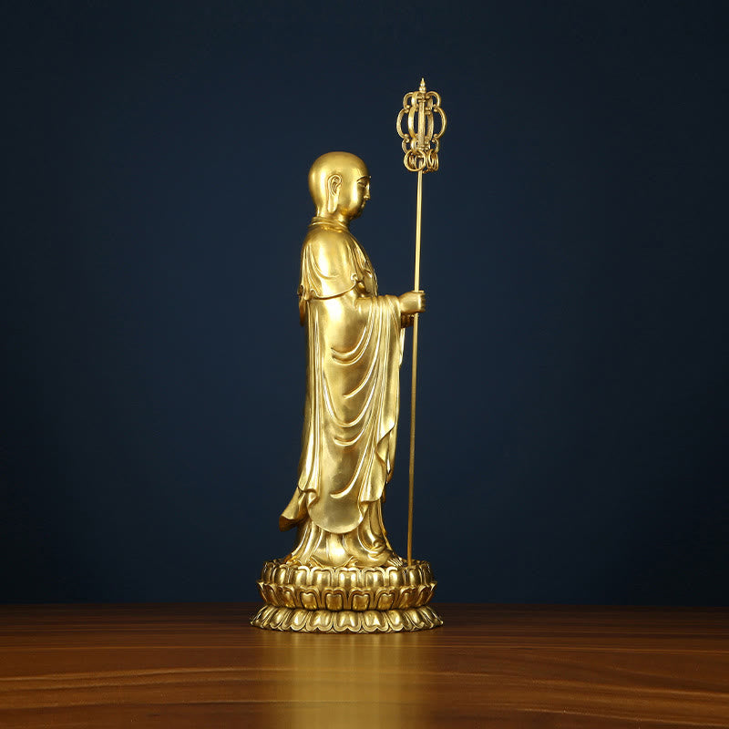 Ksitigarbha Bodhisattva Copper Buddha Statue 27cm Compassion