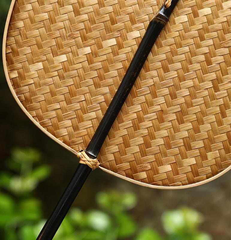 Bamboo Chinese Folding Fan | Oval & Round Shapes 25cm Handle