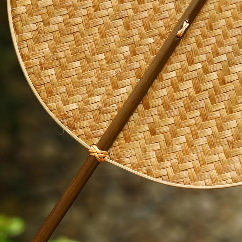 Bamboo Chinese Folding Fan | Oval & Round Shapes 25cm Handle
