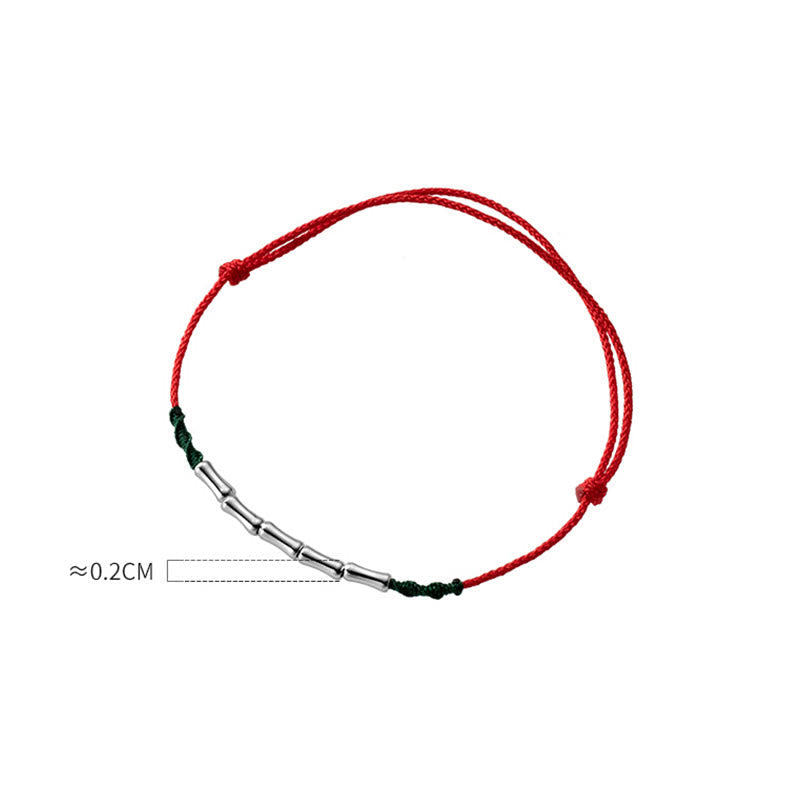 Sterling Silver Bamboo Luck Bracelet with Ultra-Thin Rope