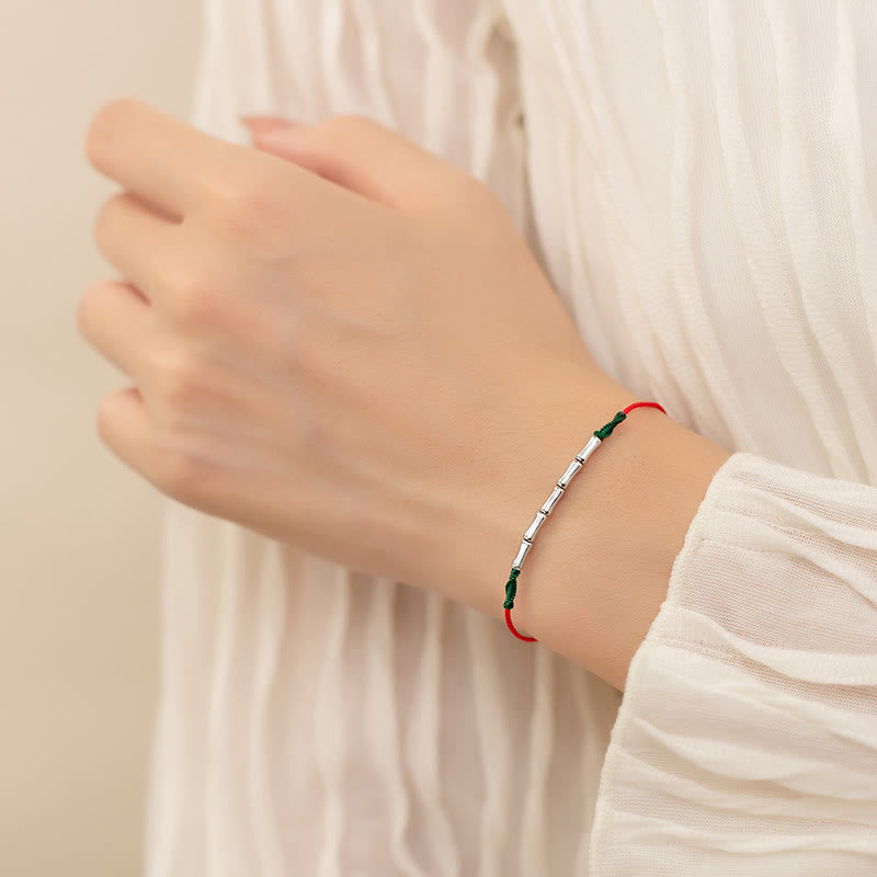 Sterling Silver Bamboo Luck Bracelet with Ultra-Thin Rope