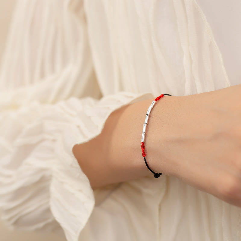 Sterling Silver Bamboo Luck Bracelet with Ultra-Thin Rope