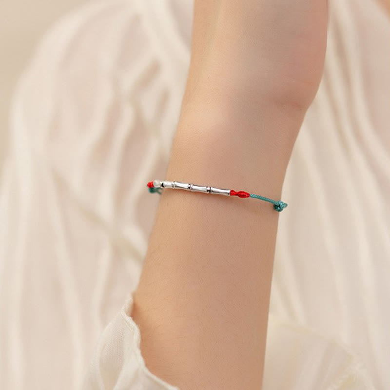 Sterling Silver Bamboo Luck Bracelet with Ultra-Thin Rope