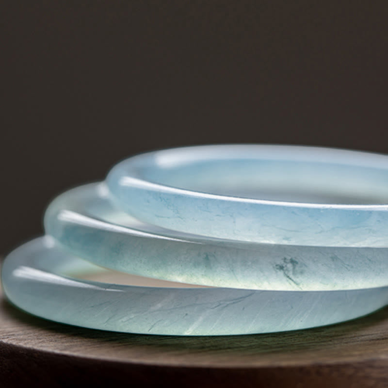 Aquamarine Serenity Bangle Bracelet - 6mm & 8mm Options