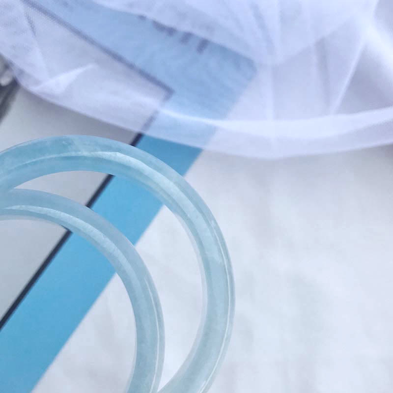 Natural Aquamarine Blessing Bangle Bracelet for Serenity & Healing