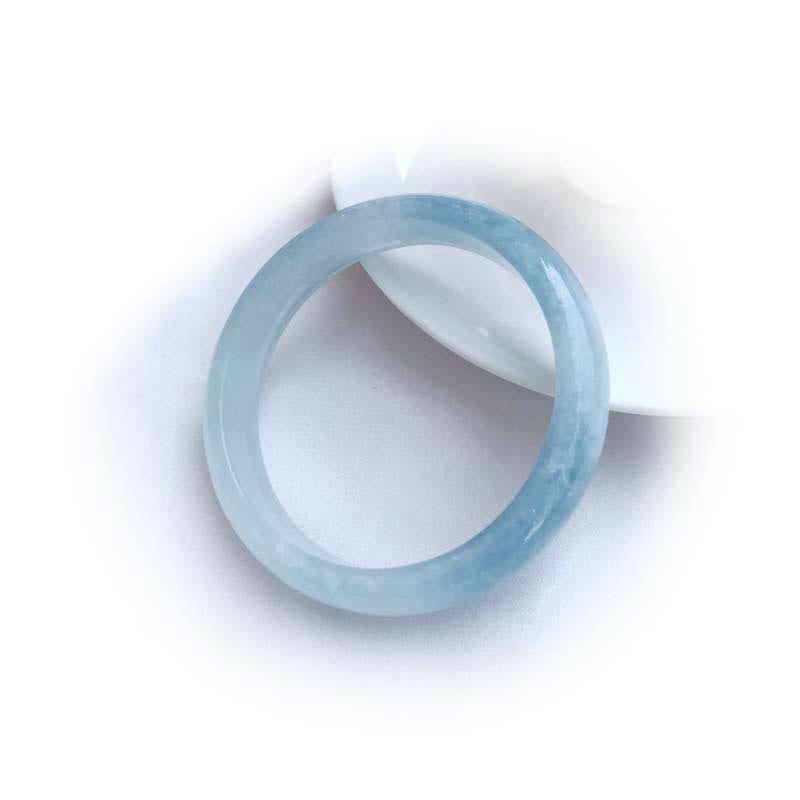 Natural Aquamarine Blessing Bangle Bracelet for Serenity & Healing