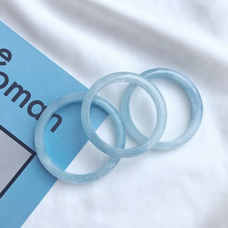 Natural Aquamarine Blessing Bangle Bracelet for Serenity & Healing