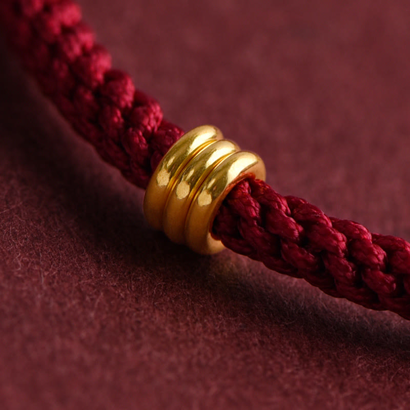 999 Gold Triple Ring Red String Bracelet for Connection
