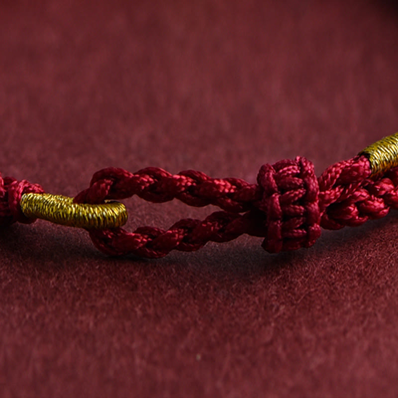 999 Gold Triple Ring Red String Bracelet for Connection