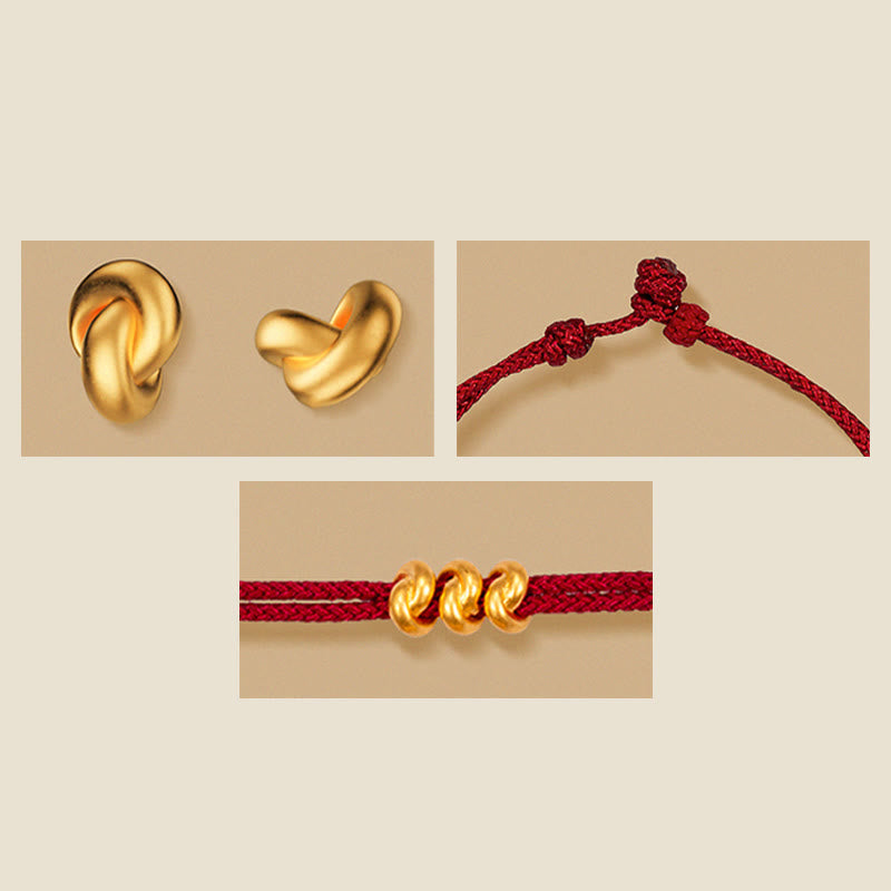 999 Gold Wish Knot Red String Bracelet for Luck & Protection