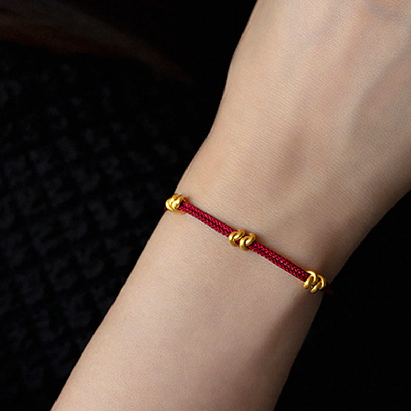 999 Gold Wish Knot Red String Bracelet for Luck & Protection
