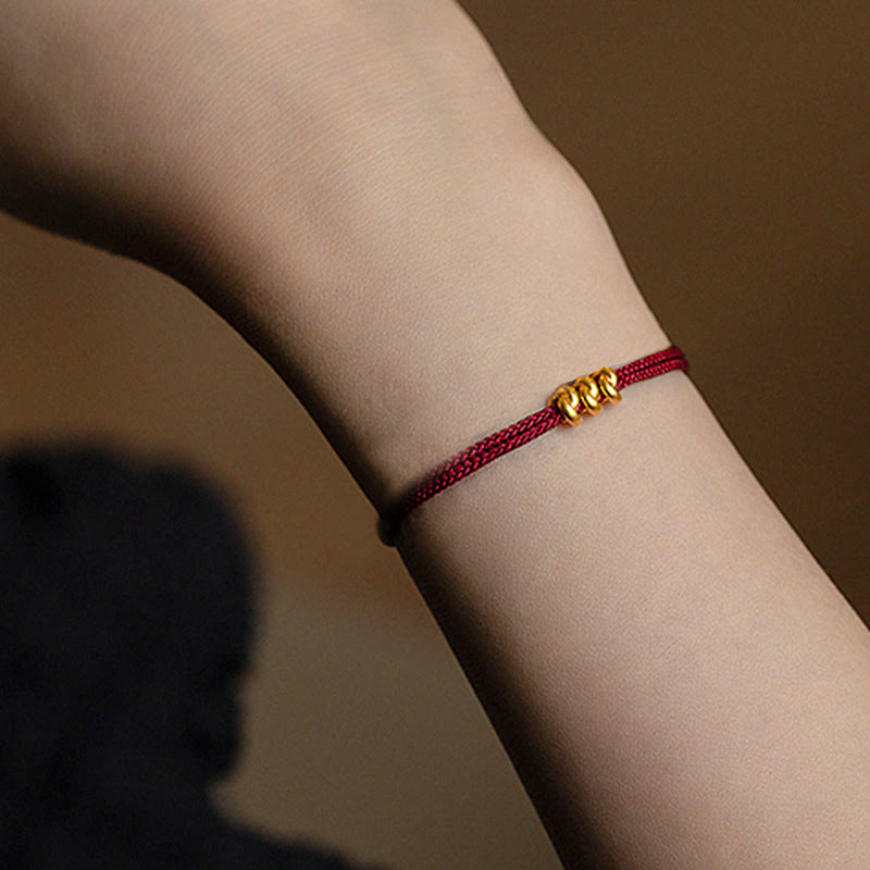 999 Gold Wish Knot Red String Bracelet for Luck & Protection