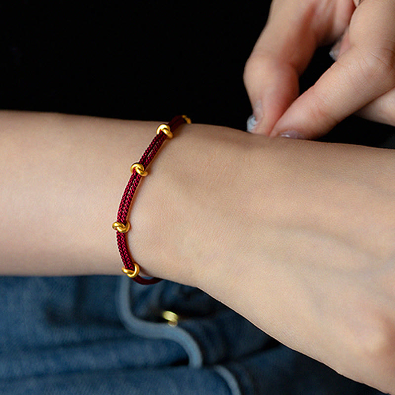 999 Gold Wish Knot Red String Bracelet for Luck & Protection