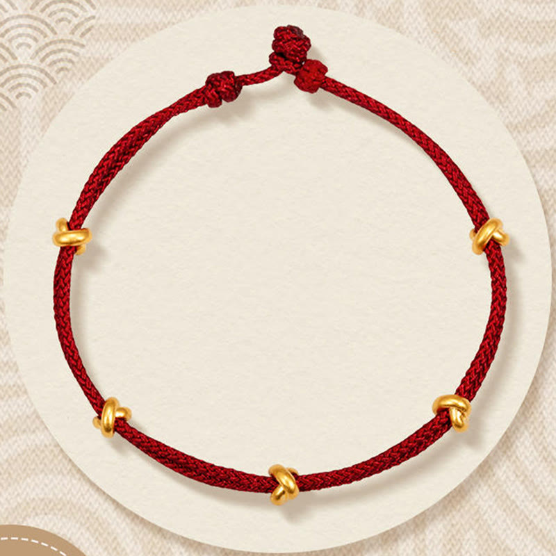 999 Gold Wish Knot Red String Bracelet for Luck & Protection
