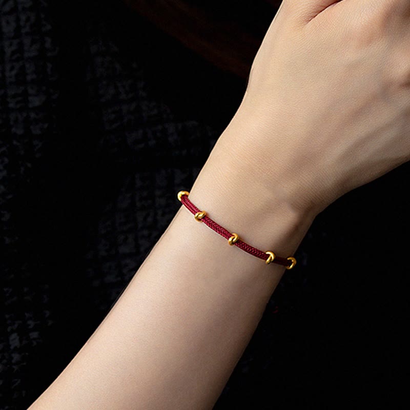 999 Gold Wish Knot Red String Bracelet for Luck & Protection
