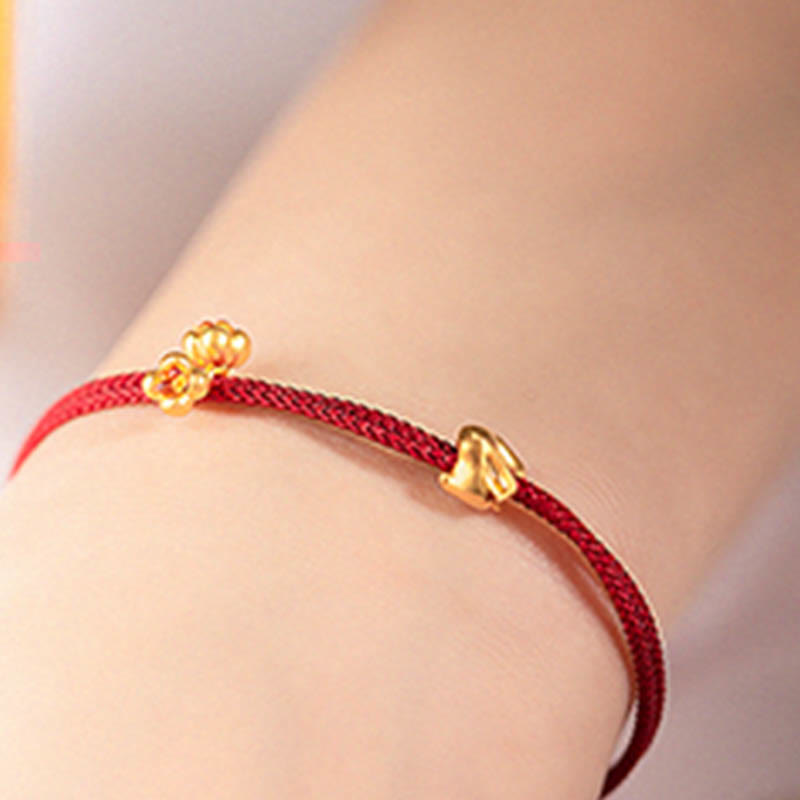 999 Gold Lucky Rabbit Red String Bracelet for Luck
