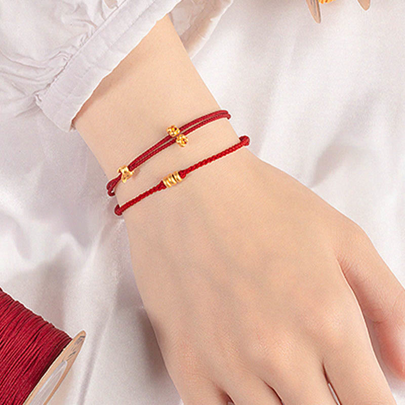 999 Gold Lucky Rabbit Red String Bracelet for Luck