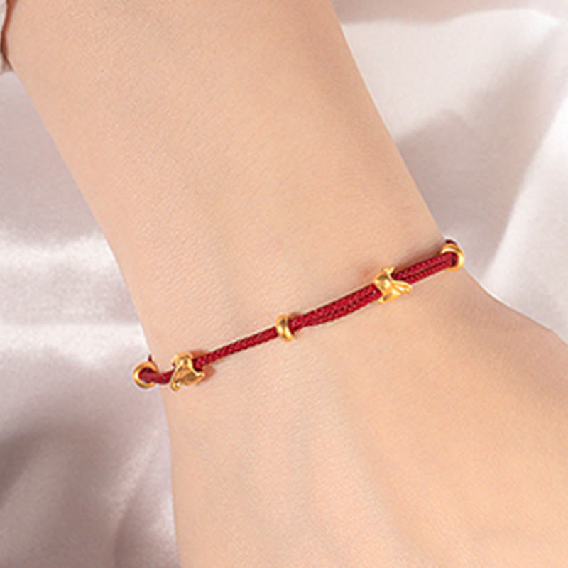 999 Gold Lucky Rabbit Red String Bracelet for Luck