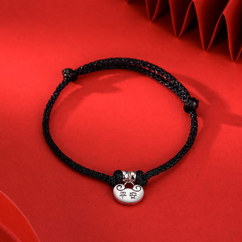 Silver Lock Braided Red String Bracelet for Peace and Joy Protection