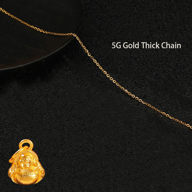 Mini Laughing Buddha 999 Gold Pendant Necklace for Luck & Wealth