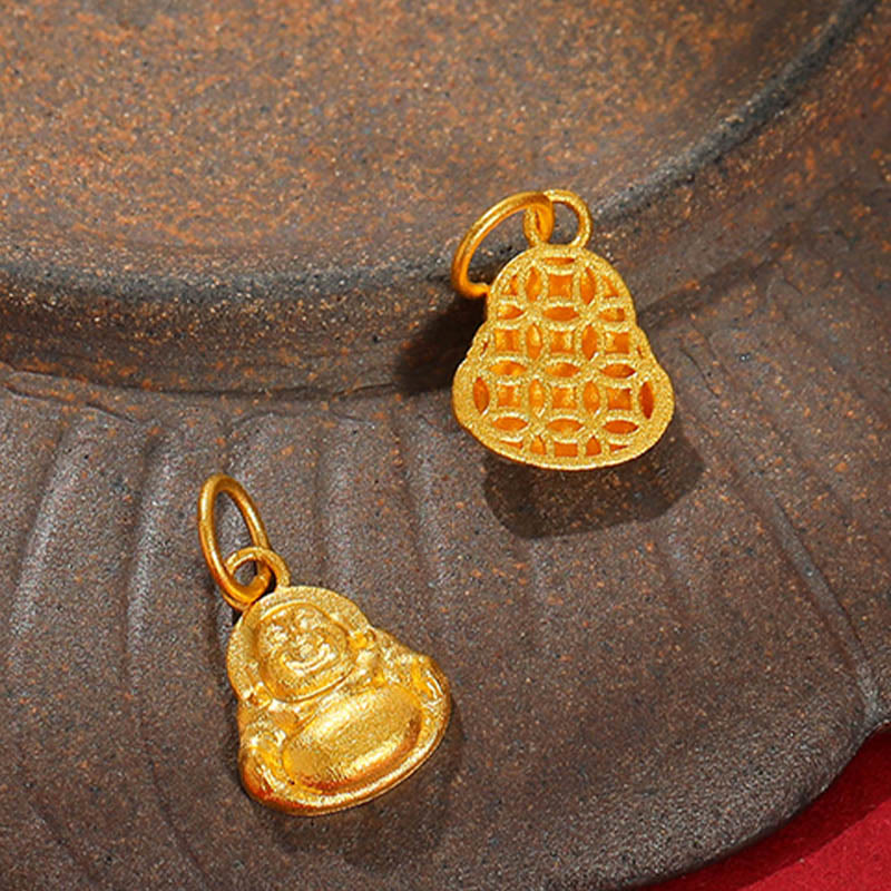 Mini Laughing Buddha 999 Gold Pendant Necklace for Luck & Wealth