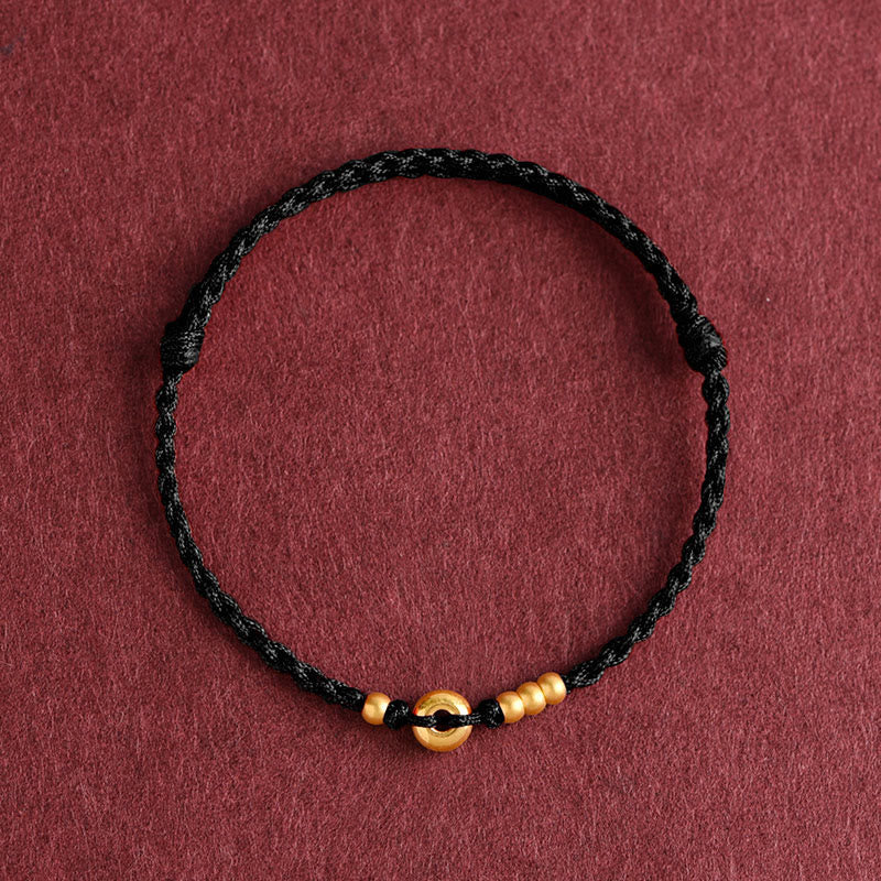 Unisex 999 Gold Red String Peace Buckle Bracelet