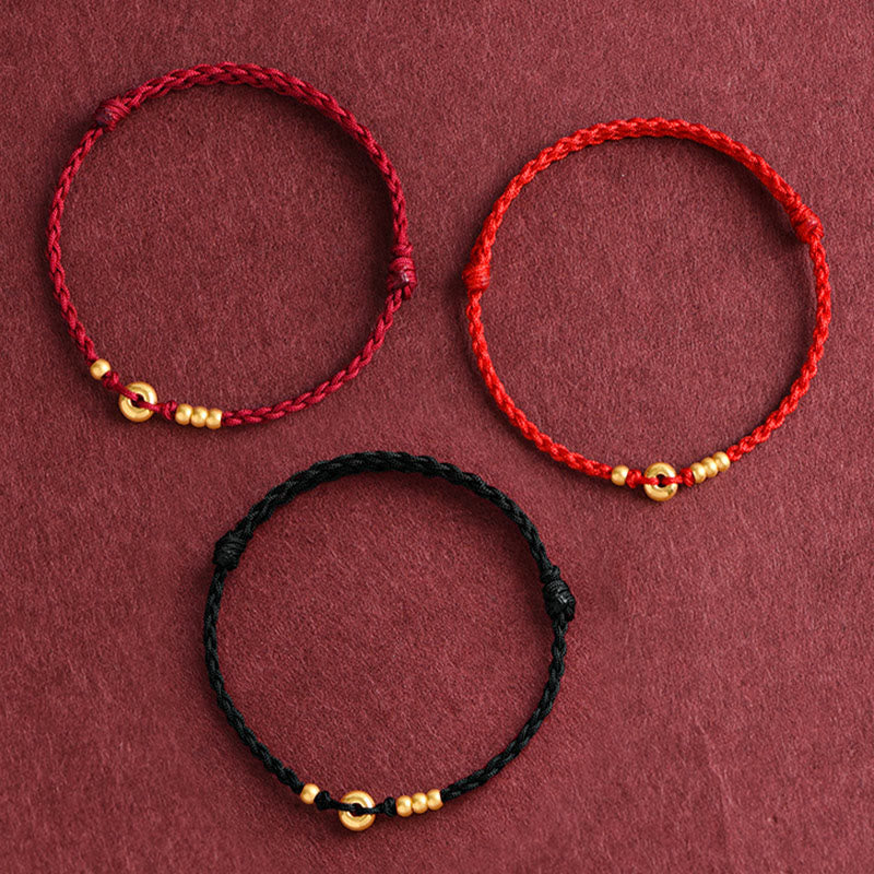 Unisex 999 Gold Red String Peace Buckle Bracelet