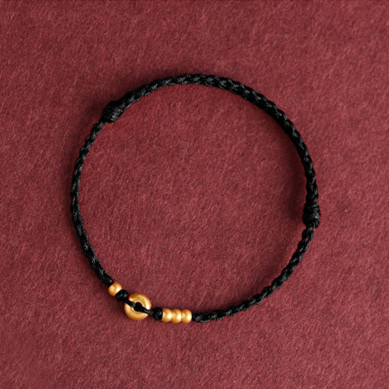 Unisex 999 Gold Red String Peace Buckle Bracelet