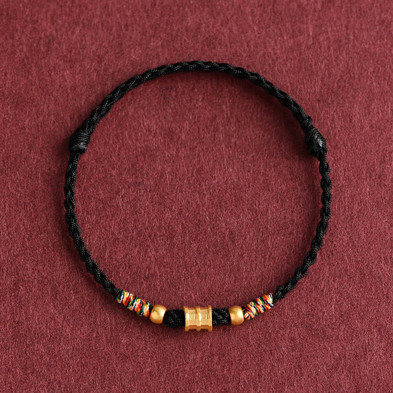 999 Gold Bucket Shape Braided Rope Bracelet for Luck