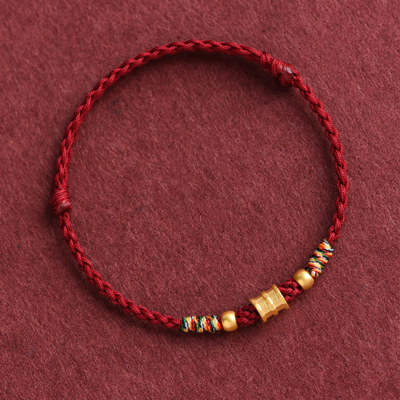 999 Gold Bucket Shape Braided Rope Bracelet for Luck