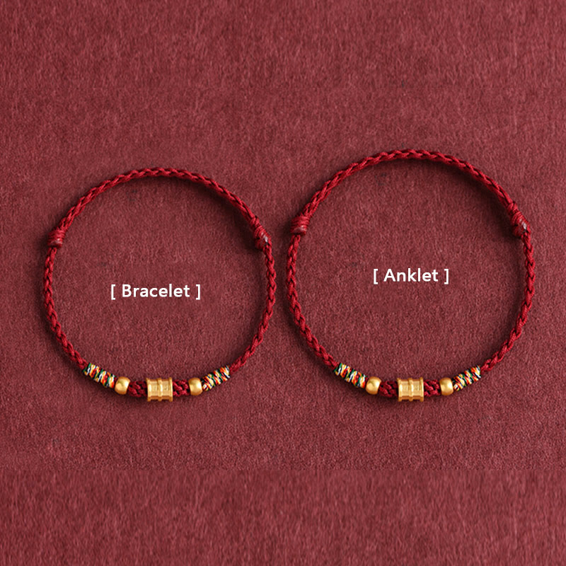 999 Gold Bucket Shape Braided Rope Bracelet for Luck