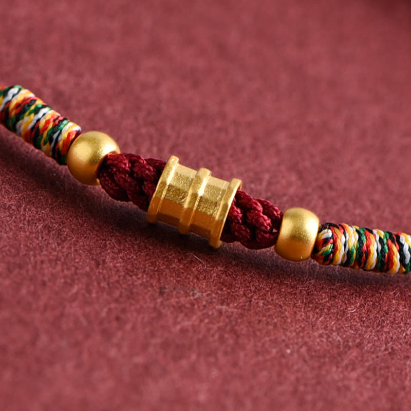 999 Gold Bucket Shape Braided Rope Bracelet for Luck