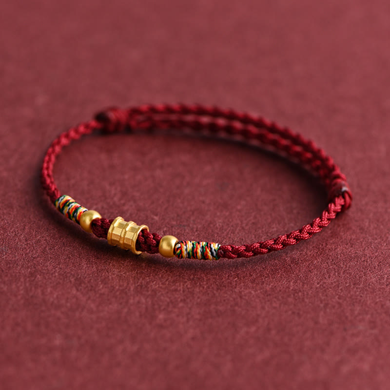 999 Gold Bucket Shape Braided Rope Bracelet for Luck