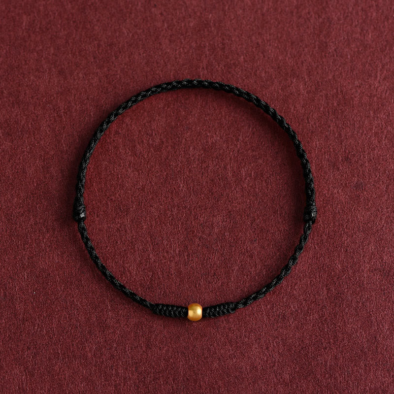 Handmade 999 Gold Mini Bead Red String Bracelet for Strength